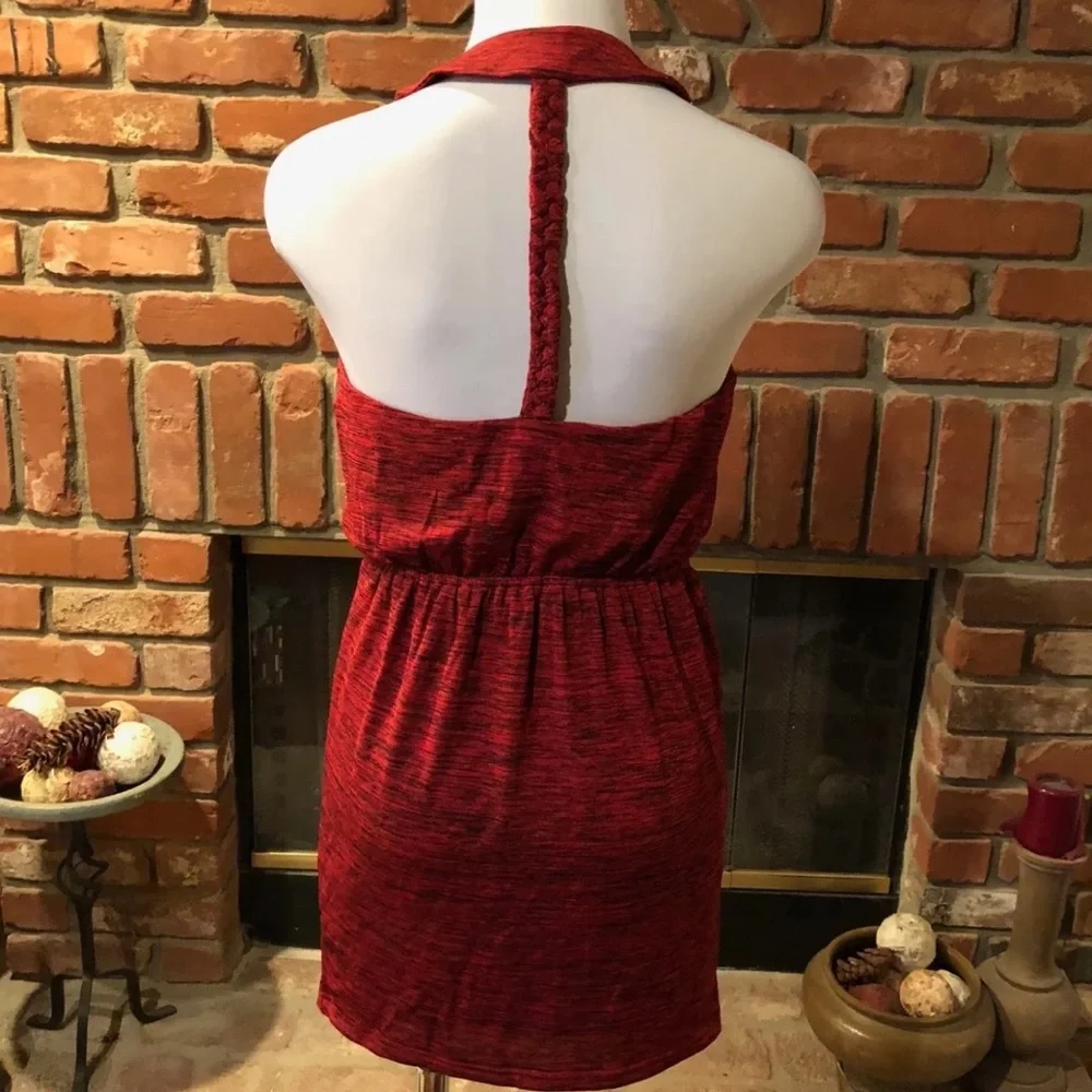 Red & Black MOD Chic Racer Braid Back Empire Waist Super Short MINI Dres…